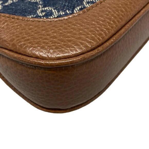 GUCCI Jackie 1961 mini bag Navy Brown Denim Leather Handbag - Picture 7 of 16